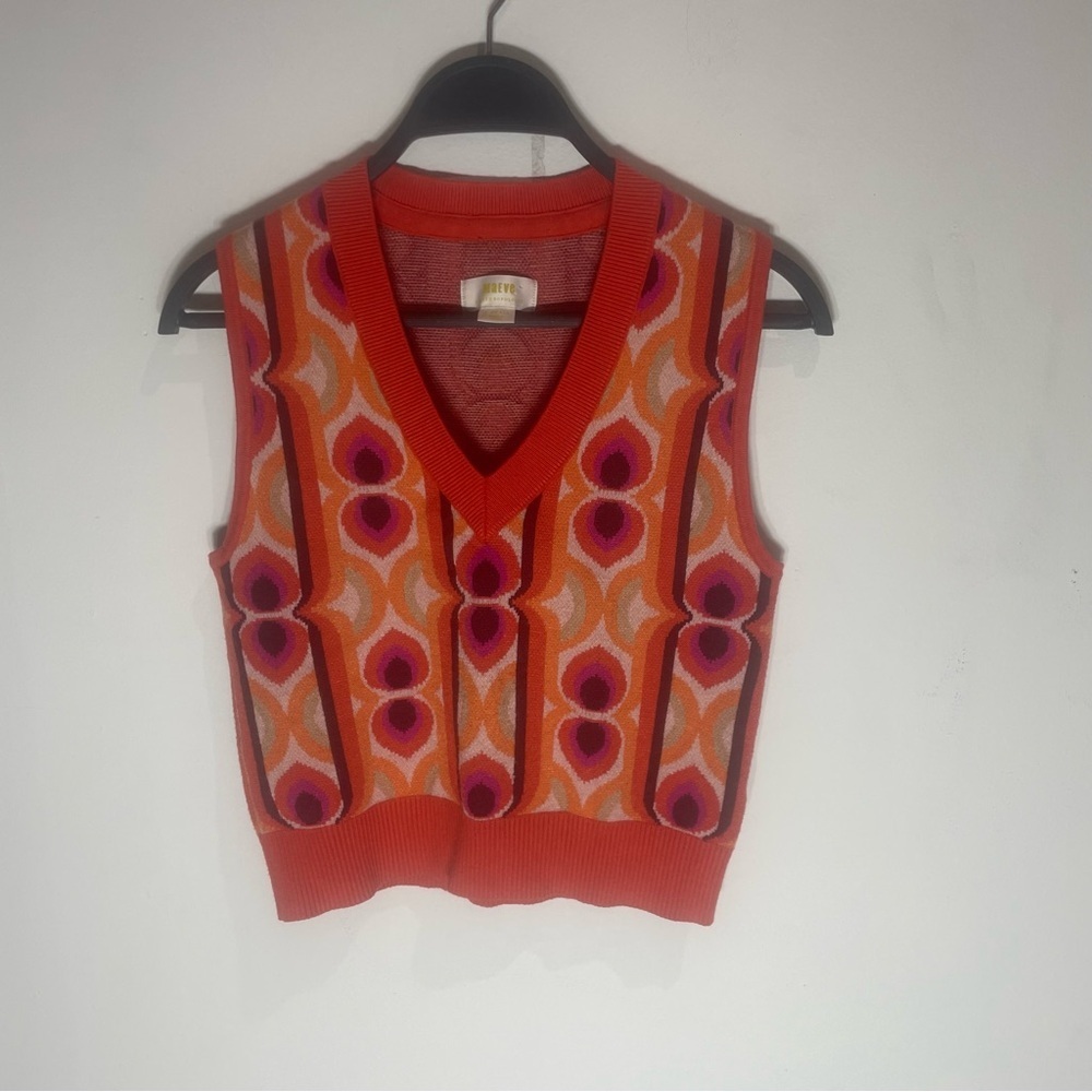 Maeve retro Coral and Pink Knit Top